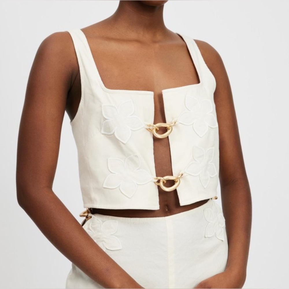 Cult Gaia Top with Floral Embroidery